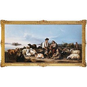 Pastor Con Su Familia Y Su Rebano by Andres Cortes y Aguilar