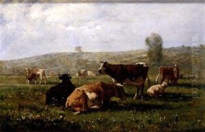 Paisaje Con Vacas by Andres Cortes y Aguilar