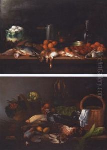 Nature Morte Aux Poissons, Lievre, Fruits, Oeufs Et Chocolatiere Nature Morte Aux Poissons, Lievre, Fruits, Oeufs Et Chocolatiere