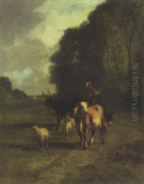 Drover On Country Path - view 1