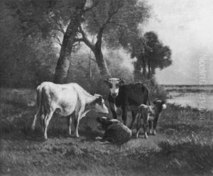 Cattle In Landscape Near River Cattle In Landscape Near River