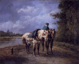 Jinete En Un Paisaje by Andres Cortes y Aguilar