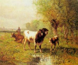 Vacas Y Ternero En Un Paisage