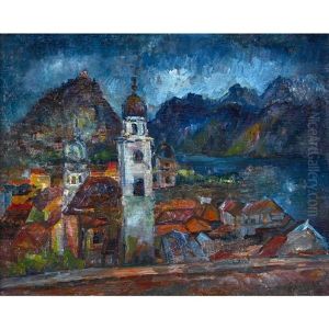 Die Kathedrale San Lorenzo In Lugano Mit Dem Monte Bre