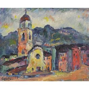 Tessiner Dorfpartie Mit Kirche