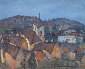 Tessiner Dorf Im Abendrot by Giovanni-Battista Corti