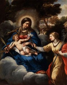 Maria Mit Dem Kind In Wolken Und Der Heiligen Klara Von Assisi Maria Mit Dem Kind In Wolken Und Der Heiligen Klara Von Assisi