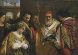 Saint Domitilla Receiving The Veil From Pope Clement