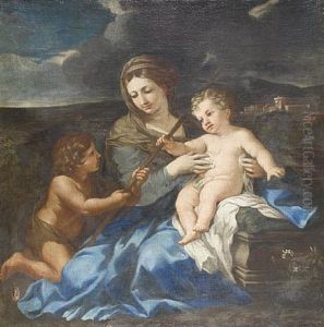The Virgin And Child With The Infant Saint John The Baptist Before An Open Landscape by Pietro da Cortona