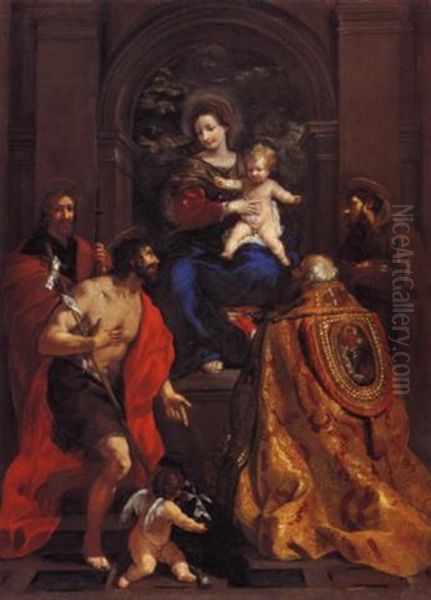 Madonna Con Il Bambino E I Santi Giacomo, Giovanni Battista, Stefano Papa E Francesco D'assisi - view 1