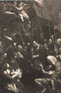 San Carlo Borromeo Porta In Processione Il Sacro Chiodo Fra Gli Appestati by Pietro da Cortona