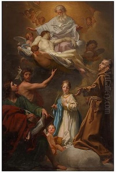 Saint Timotea Between Francis Of Assisi, John The Baptist And John The Evangelist - view 1