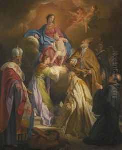 The Madonna And Child Attended By Saints And Bishops
