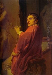 Self Portrait Of The Artist At His Easel by Domenico Corvi