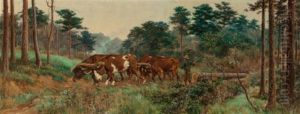 Pulling The Lumber, 1912 by Charles Abel Corwin