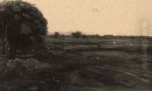 Ridge And Meadow (pastoral Scene With Cattle And Distant Town) by Charles Abel Corwin