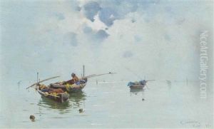 Fishermen Off The Coast Of Naples by Giuseppe Cosenza