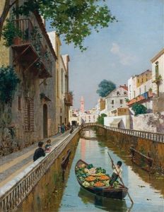 View Of A Venetian Canal by Giuseppe Cosenza