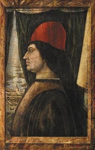 Ritratto Di Gentiluomo Con Cappello Rosso, Visto Di Profilo Attraverso Una Finestra