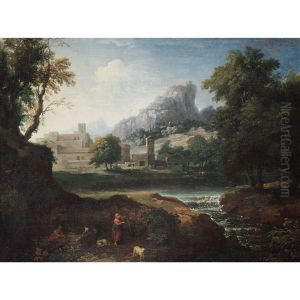 Couple De Bergers Dans Un Paysage by Jan Joost van Cossiau