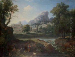Couple De Bergers Dans Un Paysage by Jan Joost van Cossiau