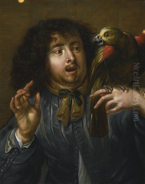 Portrait Of A Man With A Parrot - view 1
