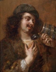 Ein Junger Mann (der Maler Adriaen Brouwer?) Mit Einem Krug In Der Hand, Aus Einer Serie Der Funf Sinne by Jan Cossiers