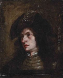 Portrait Of A Gentleman, Bust-length, In A Brown Coat, Wearing A Tricorn Hat With A Feather