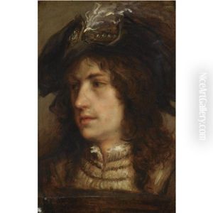 Portrait Of A Young Man With A Feathered Beret, Wearing A Brown Tunic And A White Chemise Portrait Of A Young Man With A Feathered Beret, Wearing A Brown Tunic And A White Chemise