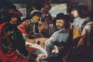 Reunion Autour De La Table De Jeu by Jan Cossiers