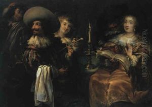 Fr"hliche Gesellschaft Bei Kerzenschein by Jan Cossiers