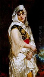 Jeune Femme Turque A L'eventail by Giovanni Costa