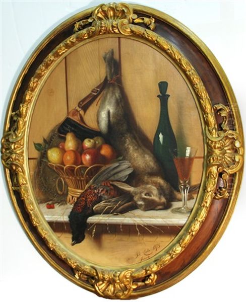 A Still Life With Fruit, Game And A Glass Of Wine Resting On A Ledge - view 1