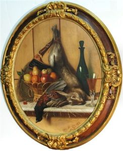 A Still Life With Fruit, Game And A Glass Of Wine Resting On A Ledge