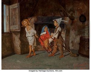 Neapolitan Children At Play by Giuseppe Costantini