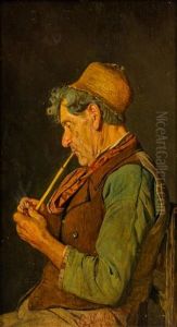 The Pipe Lighter, 1879 by Giuseppe Costantini