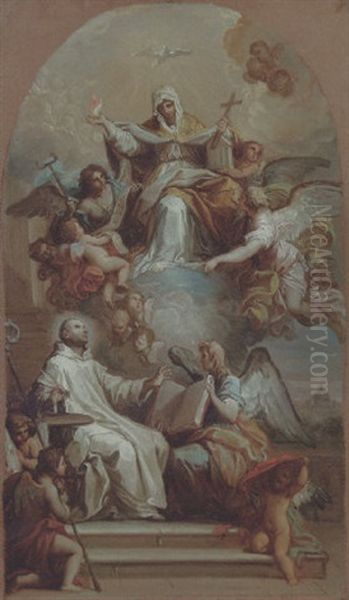 The Virgin In Mourning Appearing In A Vision To Saint Bruno, The Dome Of St. Peter's Beyond - view 1