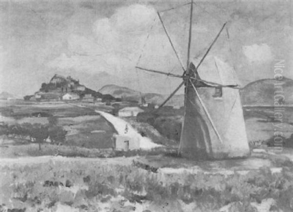 Sudliche Landschaft Mit Windmuhle - view 1
