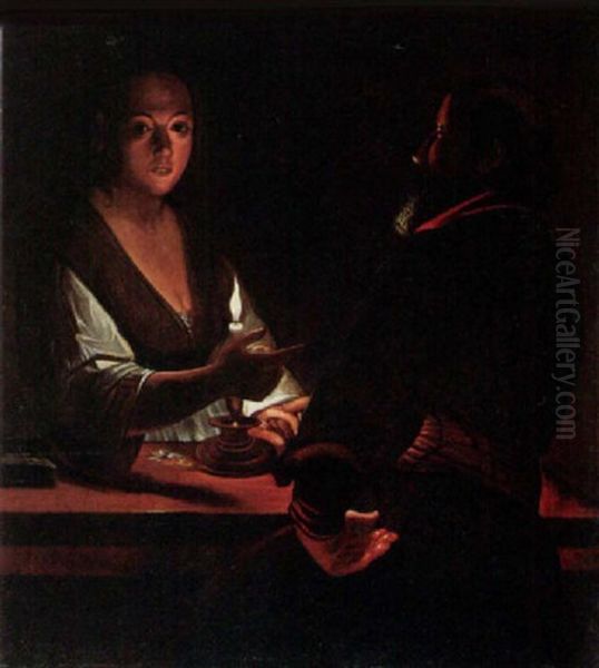 A Candle-lit Scene With Two Figures At A Table - Mercenary Love - view 1