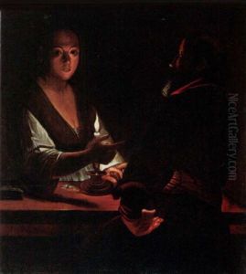 A Candle-lit Scene With Two Figures At A Table - Mercenary Love