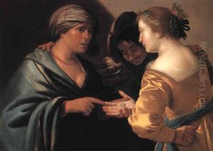 Gypsy Fortune Teller With Young Couple by Adam de Coster