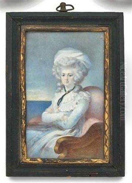 Portrait De Femme A Mi-corps, De Trois-quarts, En Robe Gris-bleu - view 1