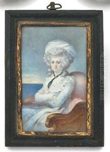 Portrait De Femme A Mi-corps, De Trois-quarts, En Robe Gris-bleu Portrait De Femme A Mi-corps, De Trois-quarts, En Robe Gris-bleu