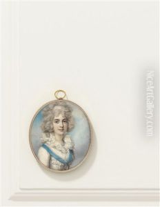 Mary Amelia 'emily Mary", 1st Marchioness Of Salisbury, Nee Cecil, In White Dress, Wearing A Blue Ribbon Around Her Neck, Possibly A House Order, Suspended With A Locket by Richard Cosway