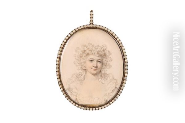 Portrait Miniature Of The Duchess Of Cumberland In White Dress With Frilled Collar - view 1