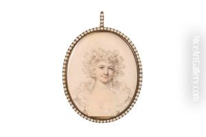 Portrait Miniature Of The Duchess Of Cumberland In White Dress With Frilled Collar by Richard Cosway