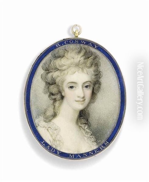 A Young Lady Called Lady Manners, In White Dress, Powdered Curling Hair - view 1