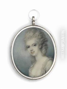 A Young Lady, In White Dress, Powedered Upswept Hair by Richard Cosway