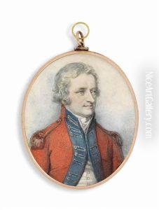 An Officer, In Army Uniform: Red Coat With Blue Facings, Silver Epaulettes
