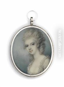 A Young Lady, In White Dress, Powdered Upswept Hair by Richard Cosway